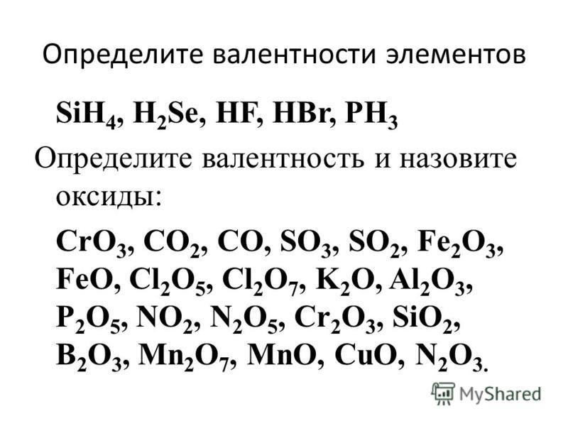 Схема валентности 8 класс химия