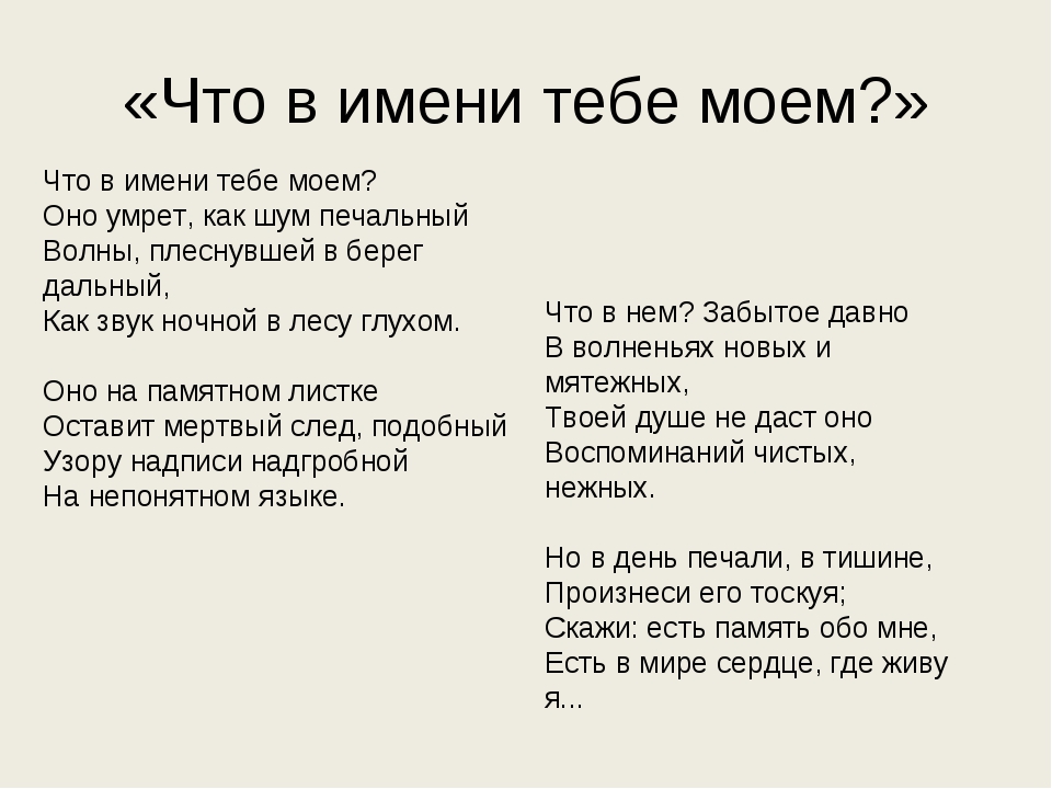 Проект по русскому языку что в имени тебе моем