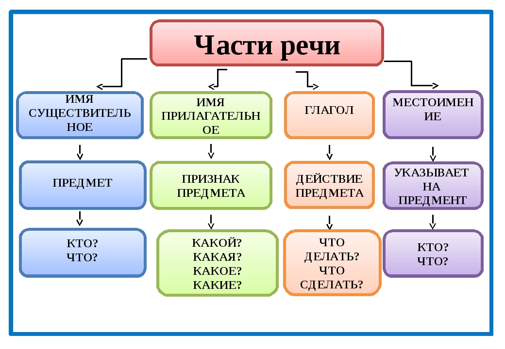 Части речи в картинках 2 класс