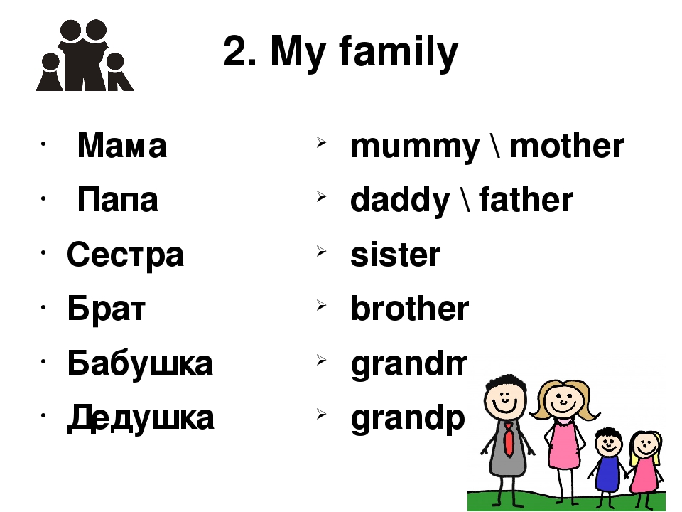 Проект по английскому языку 2 класс моя семья