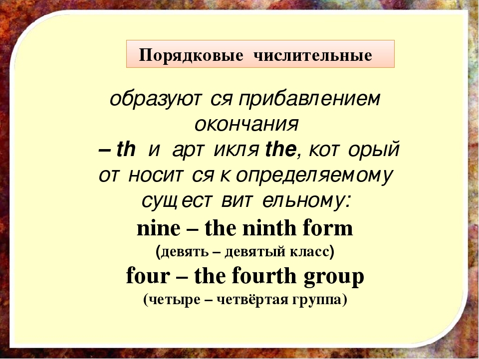 Порядковые числительные на английском языке презентация