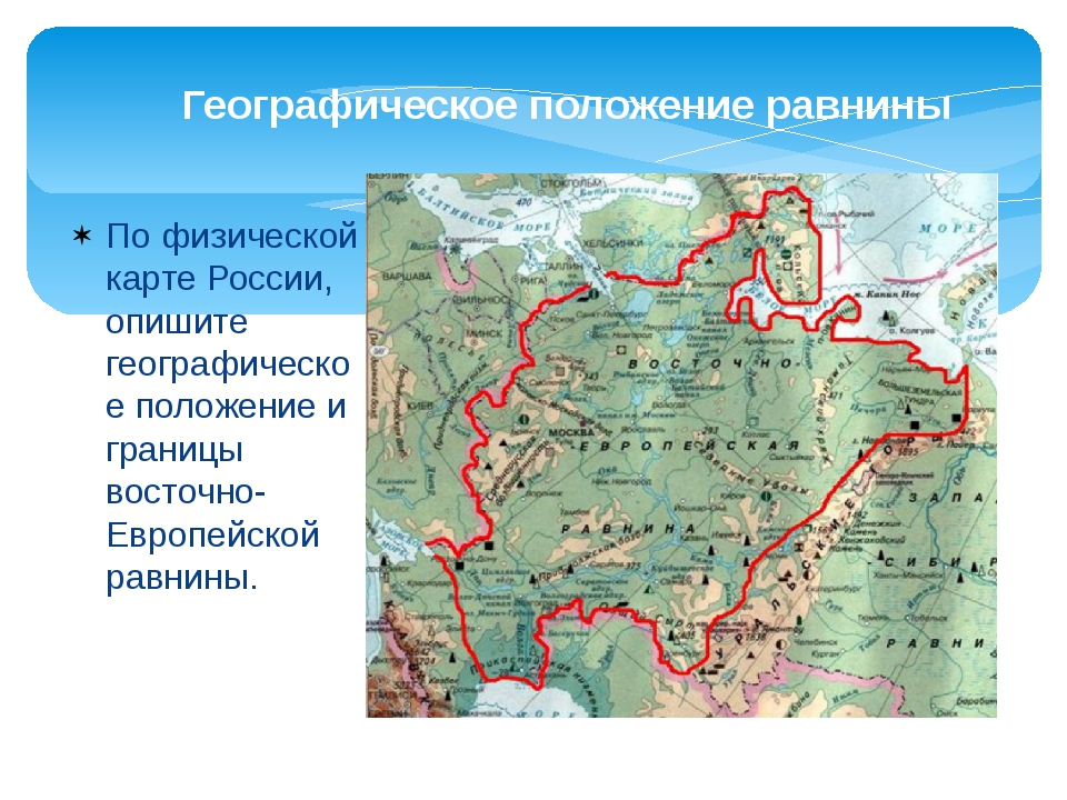 Географическое положение восточно европейской равнины 8 класс по плану восточно европейской