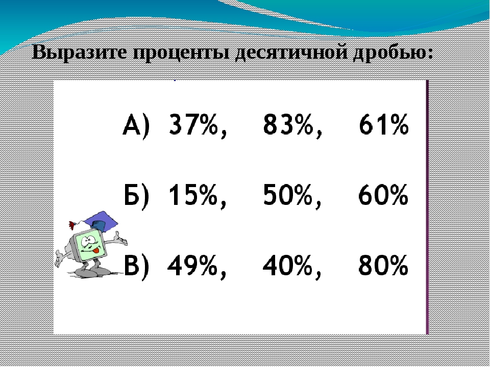 Проценты закрепление 5 класс презентация