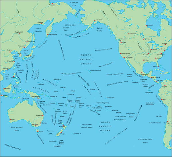 Название полуостровов тихого океана. Императорский хребет в тихом океане на карте. Тихоокеанские острова на карте. Острова Тихого океана на карте. Полуострова Тихого океана на карте.