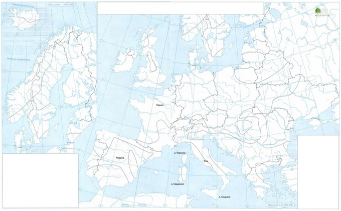 Контурная карта 7 класс страны зарубежной европы страница 12 13