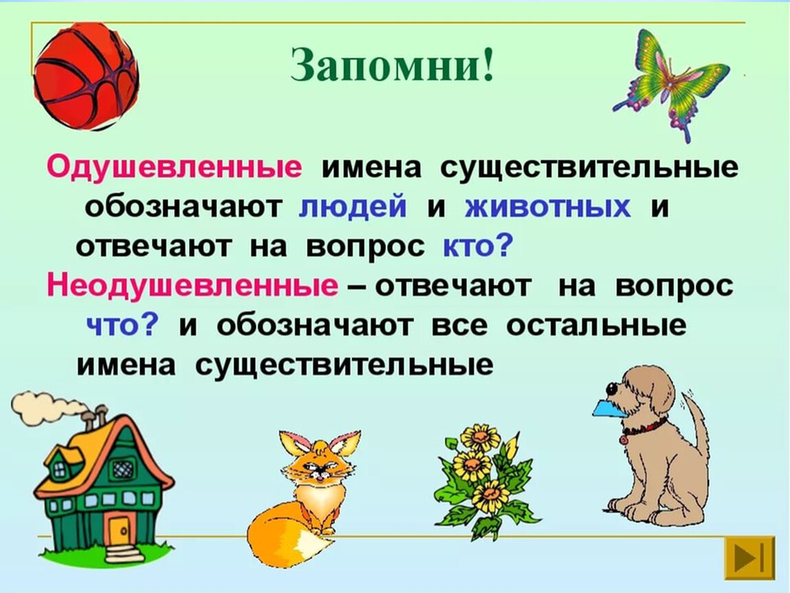 Одушевлённые имена существительные 2 класс