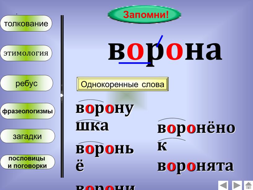 Цветовая схема слова ворона