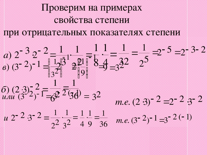 Определение степени с целым отрицательным показателем 8 класс презентация макарычев