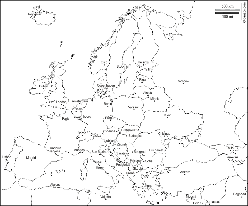 Карта европы раскраска со странами