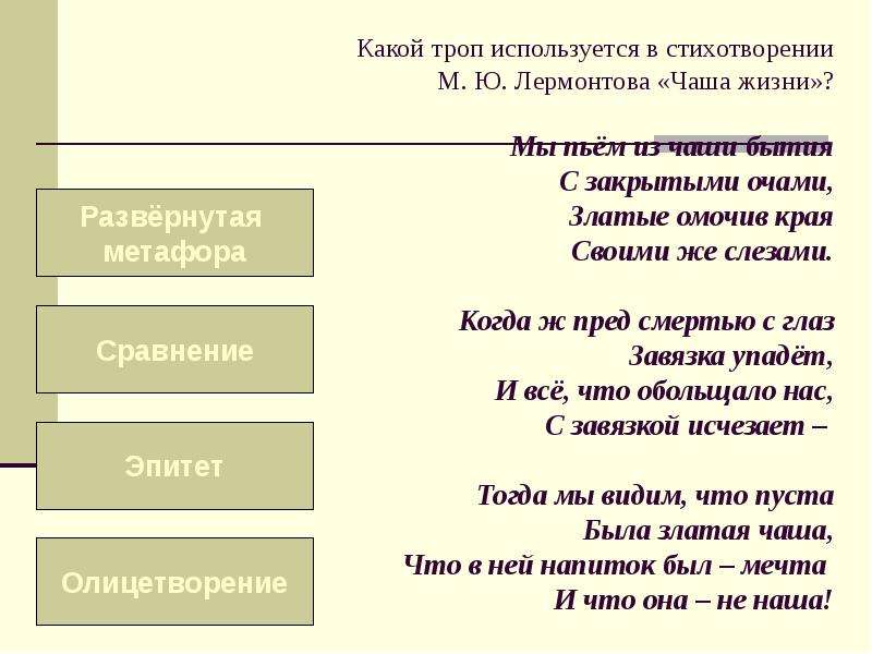 Используя тропы. Тропы в стихотворении. Чаша жизни Лермонтов. Чаша бытия Лермонтов. Лермонтов чаша жизни стих.