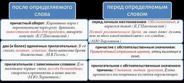 Объясните почему приложения согласуются либо не согласуются с определяемым словом