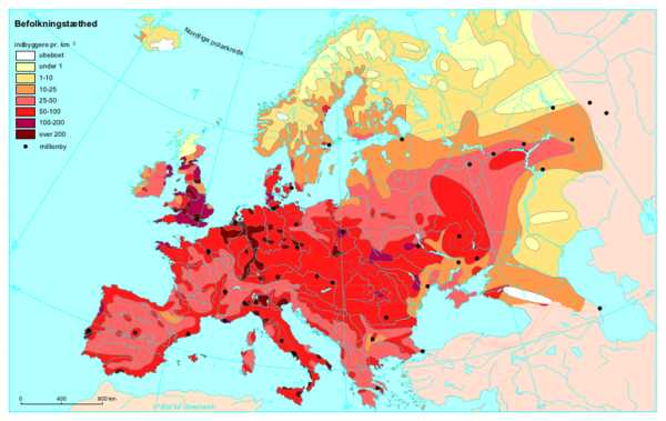 Плотность населения европа карта